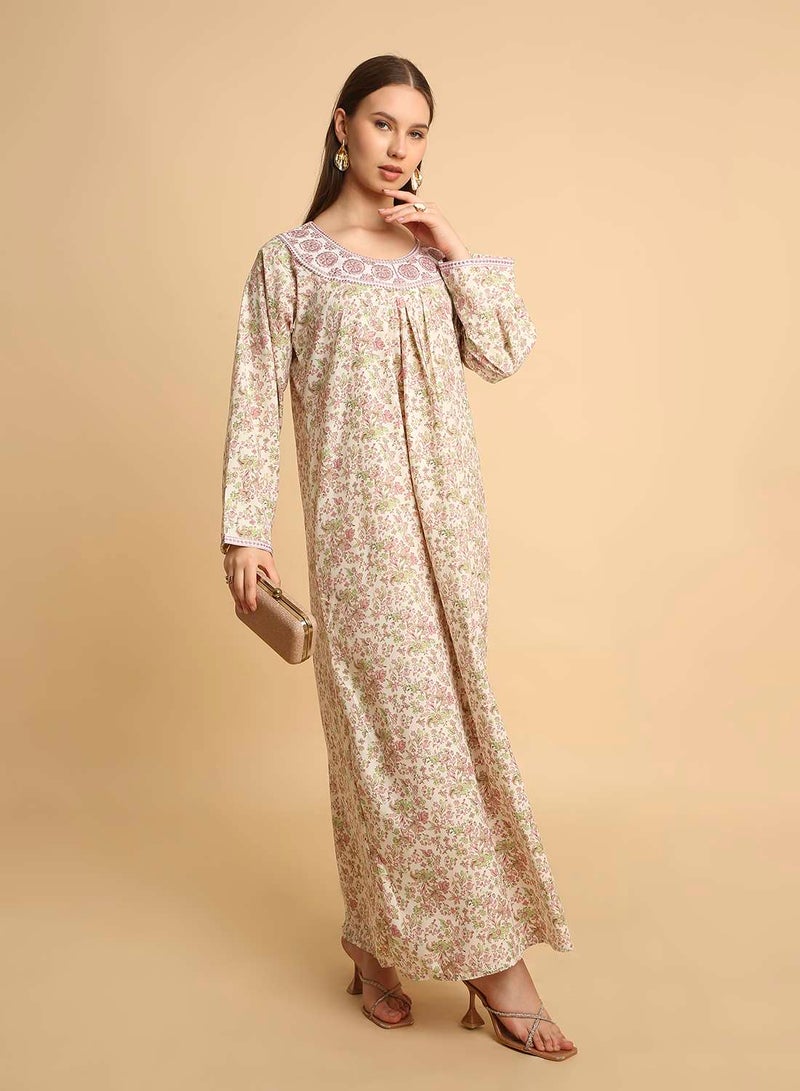 HANA & SARA Arabic Long Traditional Printed Jalabiya Dress For Womens - Image 5